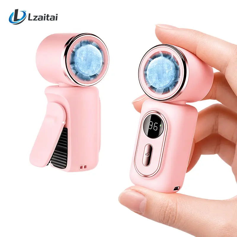 Clip on Mini Fan Cooling Compress, Portable Handheld Fan,5-Speeds, 3000Mah Long Battery. Wearable Clip for Umbrella and Bags. Small Rechargeable Personal Fan for Summer Camping and Outdoor Stroller,Travel Protection Usb