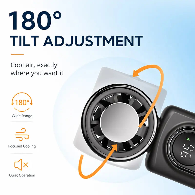 Clip on Mini Fan Cooling Compress, Portable Handheld Fan,5-Speeds, 3000Mah Long Battery. Wearable Clip for Umbrella and Bags. Small Rechargeable Personal Fan for Summer Camping and Outdoor Stroller,Travel Protection Usb