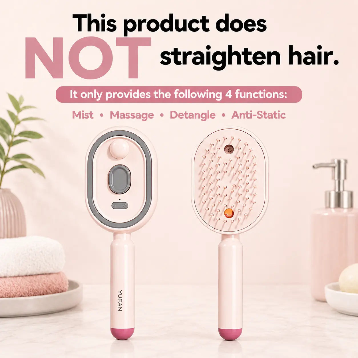 Electric Spray Air Cushion Massage Comb – Self-Cleaning, Anti-Tangle, Anti-Static, Volumizing Hair Brush with Essential Oil Mist Aromatherapy for Hair Care