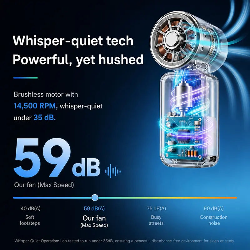 Clip on Mini Fan Cooling Compress, Portable Handheld Fan,5-Speeds, 3000Mah Long Battery. Wearable Clip for Umbrella and Bags. Small Rechargeable Personal Fan for Summer Camping and Outdoor Stroller,Travel Protection Usb