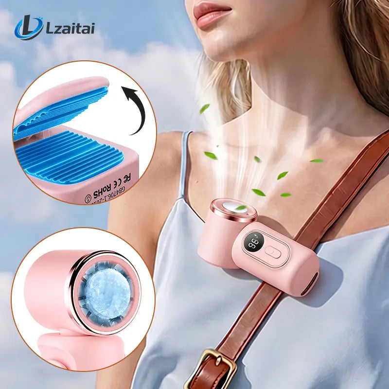 Clip on Mini Fan Cooling Compress, Portable Handheld Fan,5-Speeds, 3000Mah Long Battery. Wearable Clip for Umbrella and Bags. Small Rechargeable Personal Fan for Summer Camping and Outdoor Stroller,Travel Protection Usb